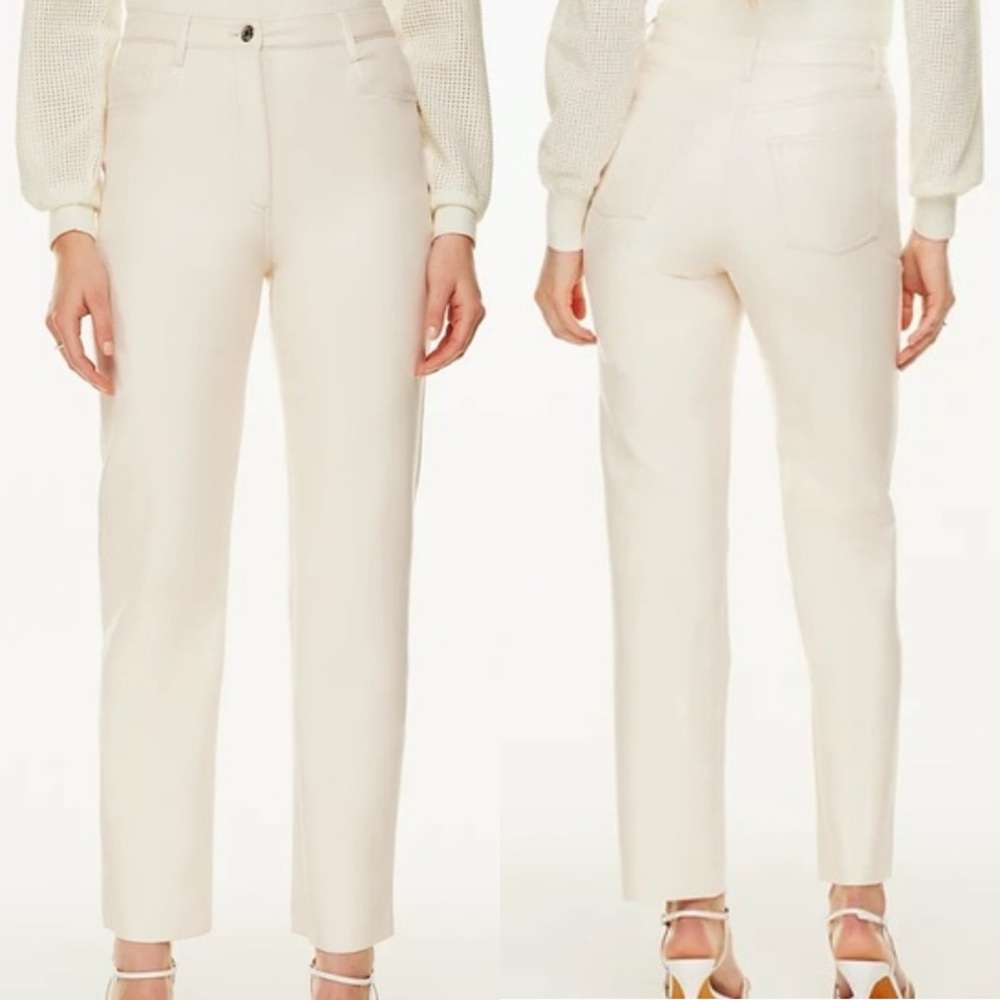 Aritzia Wilfred Melina Pants Birch‎ White Womens Size 00 Faux Leather Minimalist